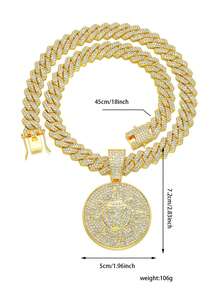 Dây chuyền mặt số "7" phong cách Hiphop Punk, hợp kim kẽm, mạ K trắng, xích , trang sức mặt dây chuyền đá tròn thời trang - Vòng cổ mặt dây chuyền hình tròn 7 - Xem 5