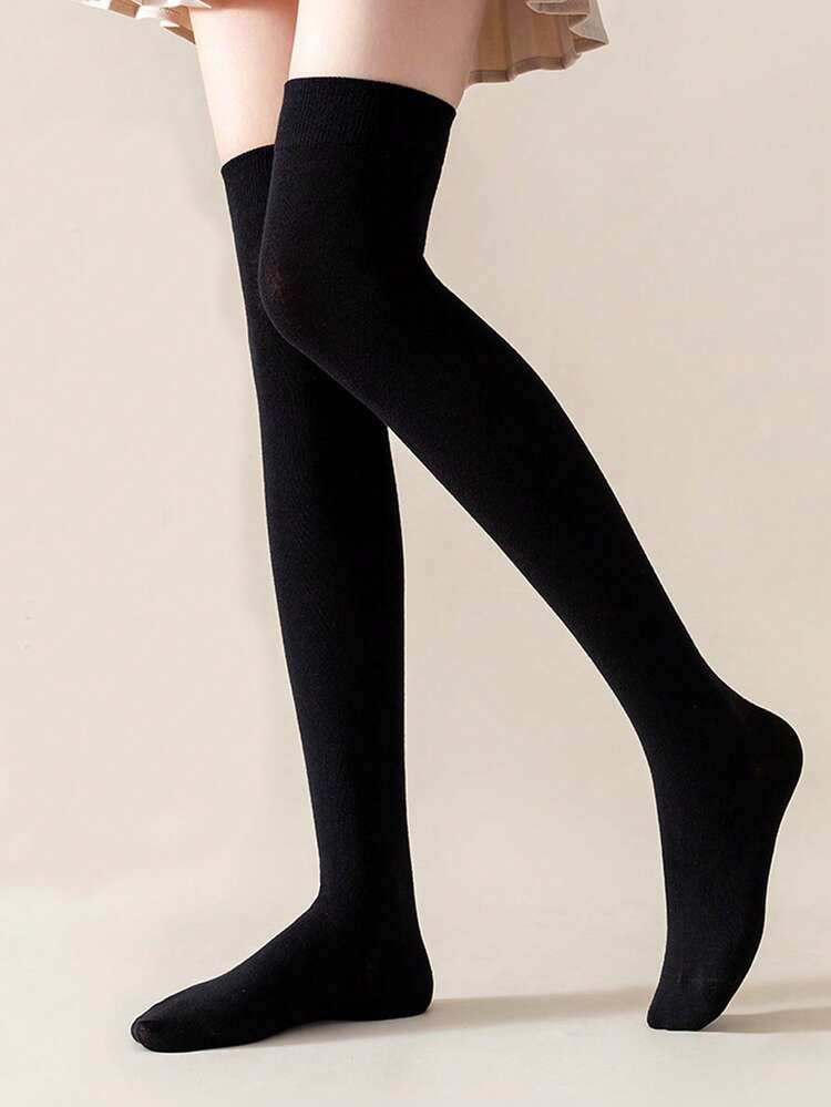 1双女士过膝长袜，及膝袜，学生长袜，圣诞礼物 - 彩色 - 查看 5