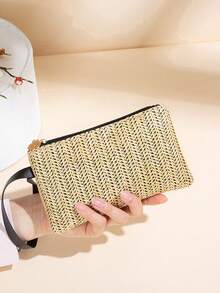 编织零钱包，女士小型零钱包，便携式手持钥匙包，钥匙卡收纳包，编织小钱包，便携式手提包，钥匙卡夹，手持悬挂式收纳包，女士零钱包，迷你钱包，钱包，秋季腕包，零钱包 - 彩色 - 查看 8