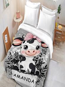 1 pezzo Coperta personalizzabile con motivi animali, 4 modelli disponibili, nome personalizzato, morbida e delicata sulla pelle, lavabile, carino personalizzato, unico, personalizzato, regalo ideale per famiglia, amici, adatto per divano, letto, sala da tè, camera da letto, soggiorno, sala da pranzo