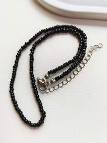 1 chiếc vòng cổ choker đính hạt thời trang Bohemian - màu đen - Xem 4