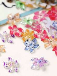 12件套3D混合风格雕刻冰晶花美甲装饰品，水果果冻色树脂3D百合花可佩戴美甲配件水晶宝石，奢华美甲装饰，男女通用，美甲配件，优雅美甲饰品 | 水晶宝石花，美甲装饰，美甲宝石，美甲用品 - 彩色 - 查看 6