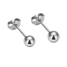 3-8 毫米 1 对银球耳钉，316L 不锈钢防过敏耳钉，简约风格适合男士、女士、青年，钛钢耳环，节日礼物 - 銀色 - 查看 5