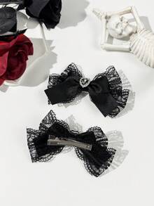 2个哥特风深色发夹，适合节日装扮，哥特爱好者日常佩戴，爪夹，发爪，发夹，发卡，发饰，头饰，发卡 - 黑色 - 查看 3