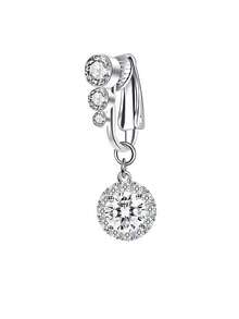 1pc Fake Navel Ring, Nightclub Belly Button Clip, Piercing Jewelry - Silver Three Diamonds - View 11