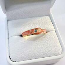 1 pieza Anillo exquisito con estampado floral de melocotón y esmalte de goteo estilo chino vintage - Anillo de flor de durazno - Ver 18