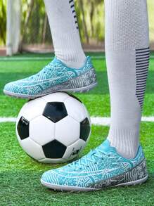 1 双青少年印花 PU 皮革，耐磨、防钉、防滑、稳定的专业足球鞋，适合所有季节的日常运动