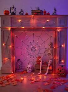 1 件恐怖万圣节 LED 蜘蛛网灯 - 70 个灯泡，8 种模式，USB 供电，适合室内派对和装饰（不含蜘蛛） - 黑色 - 查看 8