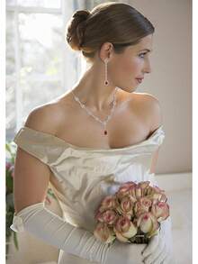 Milacolato Wedding Bridal Jewelry Set For Women Silver Prom Costume Jewelry Sets Rhinestone Crystal Teardrop Necklace Earrings Bracelet Bridesmaid Jewelry Accessories Blue Silver Red Rose Gold - 彩色 - 查看 11