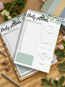 Trees Sổ tay ghi chép không đề ngày tháng - Sổ kế hoạch hàng ngày với lịch trình theo giờ, 52 trang có đường xé, gáy xoắn, sổ tay danh sách việc cần làm với lịch trình theo giờ, mục tiêu, kế hoạch bữa ăn, lượng nước uống và kế hoạch tập luyện. - Nhiều màu - Xem 4