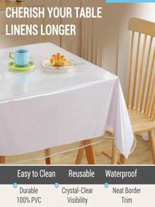 Wodoodporny, odporny na rozlanie oleju, przezroczysty, plastikowy kwadratowy obrus, winylowy, PVC, farmowy, przezroczysty, łatwy do czyszczenia, ochronny na stół do kuchni i jadalni