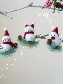 1 件/3 件可爱毛绒鸟饰品 - 鸟儿栖息在树枝上，节日挂饰，圣诞树装饰，生日庆祝，独特礼物，家居装饰 - 彩色 - 查看 5