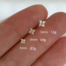 Fashion Small Flower Stud Earrings Minimalist Gold Color Ear Bone Ear Accessories For Women Girls - 3mm - Xem 3