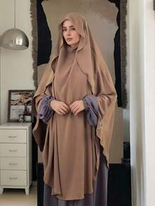 1pc Conservative Abaya Hijab Kimmar Islamic Hijab Jilbeb Hicab Hijab Clothing Hijab Women Muslim Khimaar With Ruffle Brim Design, Convenient For Privacy And Daily Prayer Wear, 4-Season Usable For Dress - Multicolor - View 13