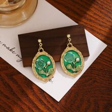 1 Pair Baroque Pearl Flower Stud Earrings, Suitable For Daily Wear