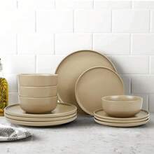 Alessandra Brown 12-Piece Stoneware Dinnerware Set - brown* - View 2