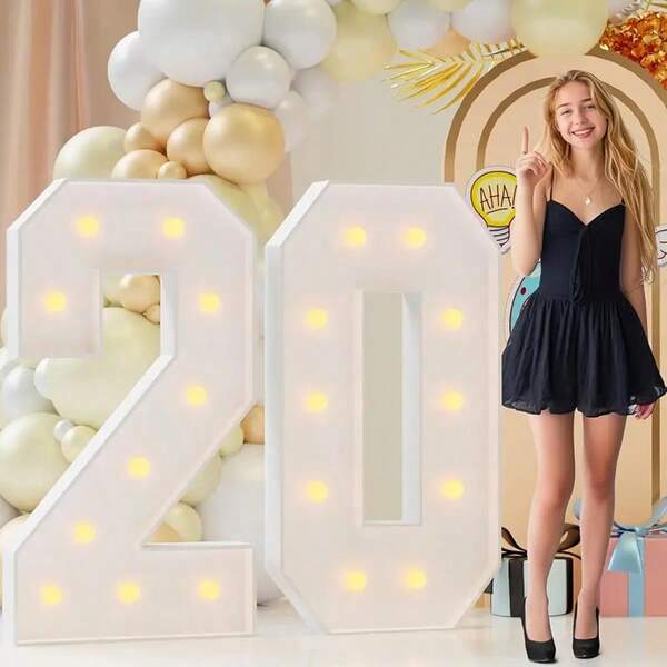 1 pieza Marco iluminado de globo con número gigante, Marco de globo con número luminoso de 91,5 cm, Tablero de iluminación 3D, Perfecto para cumpleaños, aniversario, graduación, fiesta de letras iluminadas, decoración del 1er cumpleaños