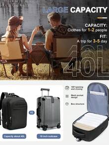 带 USB 充电端口的简易旅行背包，适合男士的 14-15.6 英寸笔记本电脑背包，大容量学校背包，周末背包，随身背包，徒步旅行背包，防水旅行必备品，配有行李带设计，适合户外工作度假旅行必备 - 彩色 - 查看 7