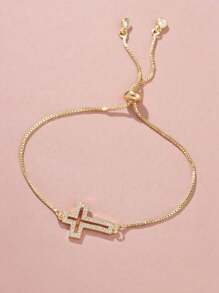 1 Fashionable Teen Cross Bracelet With Hollowed Out Design, Versatile And Suitable For Giving As A Gift Or Souvenir To Good Friends