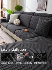 1 件弹力沙发套，防滑全覆盖沙发座套，4 季通用沙发垫套，毛绒布艺加厚沙发毯，可机洗，防尘，宠物友好，装饰性沙发保护套，可调节，适用于转角沙发、卧室、办公室、客厅、L 型沙发和 1/2/3/4 座 - 深灰色 - 查看 6