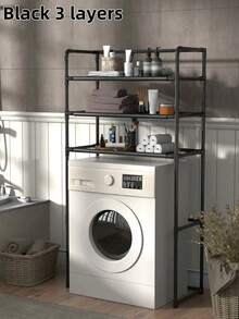 1 Piece Bathroom Storage Rack, Washing Machine Organizer Shelf For Toilet, Waterproof, Rustproof, No Drilling For Home Use, Back To School