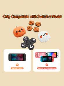 GeekShare Cute Pumpkin & Ghost Themed ABXY & Directional Button Covers Compatible With Nintendo Switch 2 - Multicolor - View 2