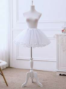 White Black Lolita Cute Boneless Puffy Skirt Cosplay Underskirt Women Petticoats Tutu Dress With Satin Ribbon Halloween