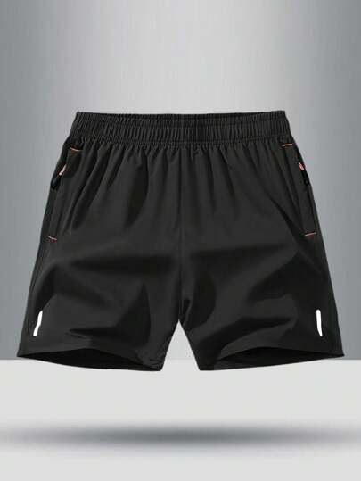 Boys' Breathable Loose Solid Color Elastic Waist Sports Shorts For Tween Boy