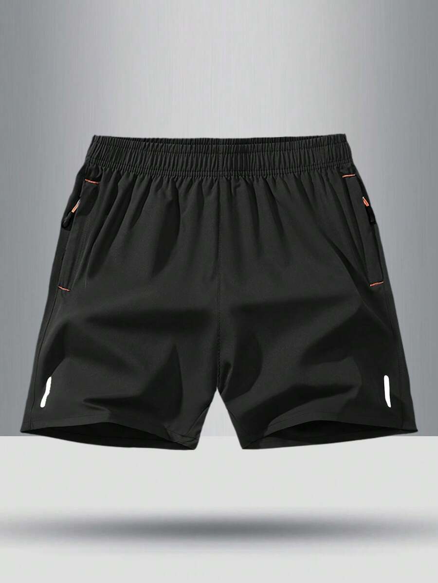 Boys' Breathable Loose Solid Color Elastic Waist Sports Shorts For Tween Boy