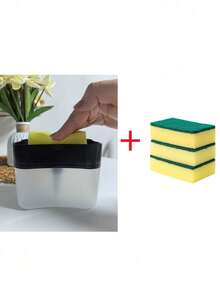 1pc Dishwashing Liquid Press Clean Pot Brush Kitchen Type Automatic Filling Box Cleaning Cloth Dishwashing Pot Brush Soap Liquid Box - Multicolor - View 9