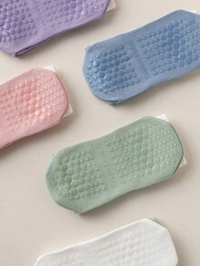 5 Paar Damen Farbverlauf Yoga Pilates Sport Socken, Silikon rutschfeste Tanzsocken, geeignet für Indoor Fitness Aerobic Sport Laufen, elastischer Sportgürtel Griff passend zu Sportbekleidung Yoga Hosen Mittellange Socken - Verschiedenfarbig - Übersicht 2