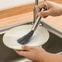 1pc Stainless Steel Long Handle Hanging Cleaning Brush - Durable, No Power Needed, Suitable For Living Room, Bedroom, Bathroom, Kitchen And Furniture, Light Blue Design With Metal Bristles, Ceiling Fan Cleaner | Ergonomic Handle | No Power Required, Scrubbing Brush For Cleaning