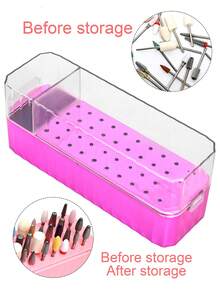40孔镜面美甲钻头收纳盒，新款多色美甲钻头整理盒，带透明盖，桌面美甲钻头展示收纳盒 - 彩色 - 查看 2