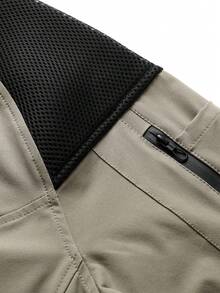 1 pieza Traje de rana con múltiples bolsillos para hombre, sudadera con cremallera de retazos para deportes al aire libre, pesca con cuello alto, parte superior con diseño de retazos destacado - Caqui - Ver 7