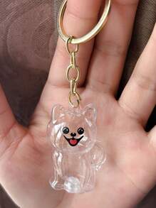 1pc Transparent Cute Dog Hair Storage Hanging Decor, Pet Hair Collection Box For Golden Retriever Schnauzer Hair Keychains