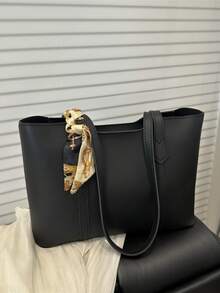 全新奢华图案百搭女士单肩托特包 - 黑色 - 查看 8