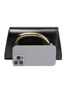 1pc Black Palmprint PU Material Women's Evening Bag, Matching Gold Clutch Decor, Can Be Handheld/Carried/Shoulder/Crossbody, Suitable For Wedding/Party/Prom/Banquet , Gold Bag - Black - View 3