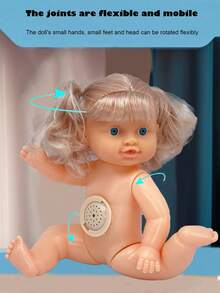 26厘米逼真娃娃，可小便和喝水，带4种音效，包含奶瓶和奶嘴，粉色小床，儿童过家家玩具礼物（服装图案随机） - 粉紅色(衣服印刷圖案隨機發 - 查看 7