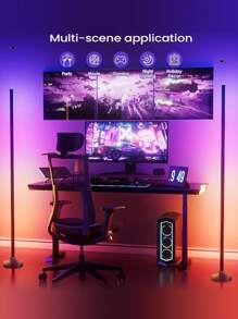 [智能落地灯] 2 件智能 RGB 落地灯变色、情绪灯、APP 和遥控器、与音乐同步、易于安装 - 可调节落地灯适用于客厅、卧室、办公室、派对、照明和家居装饰