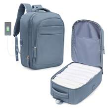 带 USB 充电端口的简易旅行背包，适合男士的 14-15.6 英寸笔记本电脑背包，大容量学校背包，周末背包，随身背包，徒步旅行背包，防水旅行必备品，配有行李带设计，适合户外工作度假旅行必备 - 彩色 - 查看 16