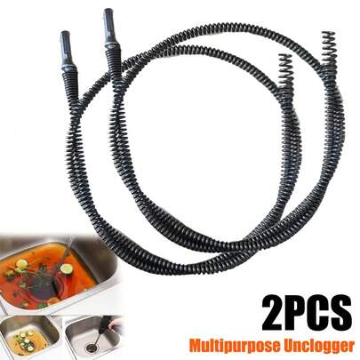 2PCS Flexible Electric Drain Unclogger Tool - 39.37" Length - Easily Unclogs Sink, Toilet, Bathroom And Kitchen Drains - Removes Hair And Waste, Multi-Purpose Drain Cleaner, Drain Unclogger Accessories For Efficient Cleaning, Space-Saving Sink