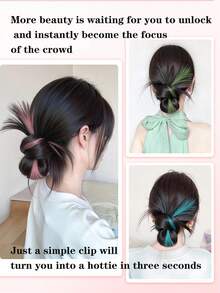 合成爪夹羽毛羽毛头蓬松丸子头蟹夹假发抓夹高马尾发饰发髻 - 彩色 - 查看 7