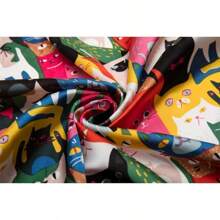 27 Inch Silk Feeling Scarf Square Satin Scarf Fashion Neck Scarfs Women - 41 Cat Black - 查看 2