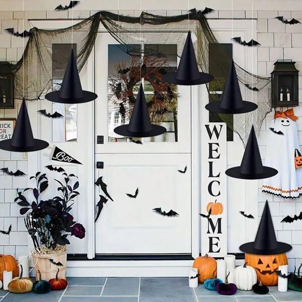 2pcs Magical Floating Wizard Hat! For Halloween, Day Of The Dead, Spooky Decor, DIY Simple Decoration To Create An Atmosphere For Home, Party, Gathering, Bar, Nightclub. Sturdy And Durable To Welcome Trick-Or-Treaters, Bringing A Scary And Fun Halloween Night!