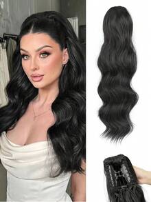 Ponytail Extension 22inch Long Curly Wavy Drawstring Ponytail Hair Breathable Hair Net Increase Comfort Made Of Synthetic Fiber Suitable For Women Daily Or Party Use