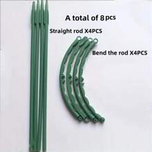 8-Piece Set, Plastic Plant Support Ring, Suitable For Greenhouse Gardens, Semi-Circular Fixed Pole, Suitable For Indoor Flowers And Climbing Plants, Flexible And Adjustable Bonsai Tool, Easy To Adjust Height