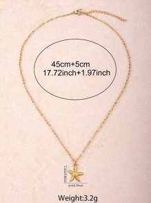 1pc Fashionable Minimalist Stainless Steel Starfish & Heart Pendant Necklace, Suitable For Women's Daily And Party Wear - necklace - View 3