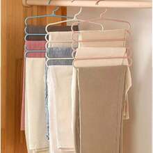 3件/1件5层塑料挂衣架，多功能裤子/围巾/领带衣架，防滑晾衣架，节省衣柜空间 - 彩色 - 查看 3