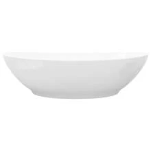 Joinmee Vasque à poser ovale blanche 40x33 cm, lavabo en céramique brillant pour salle de bain, lave-mains moderne au-dessus du comptoir - Blanc - Voir 6