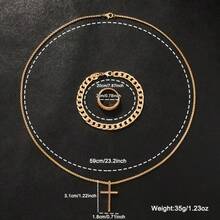 4pcs Set: Men's Fashion Date Quartz Watch, Pendant Necklace, Ring, And Bracelet - Ideal Gift For Him - 4 chiếc Vàng - Xem 4